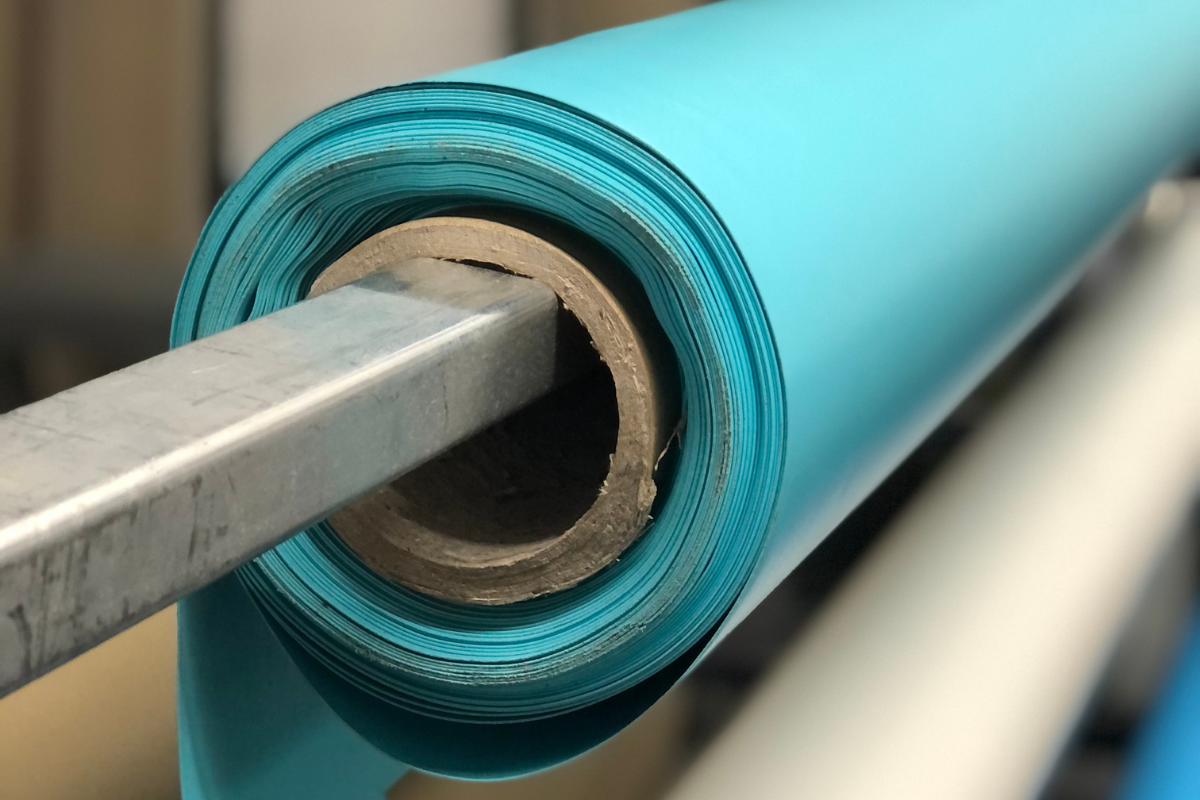 Roll of Blue PVC Material